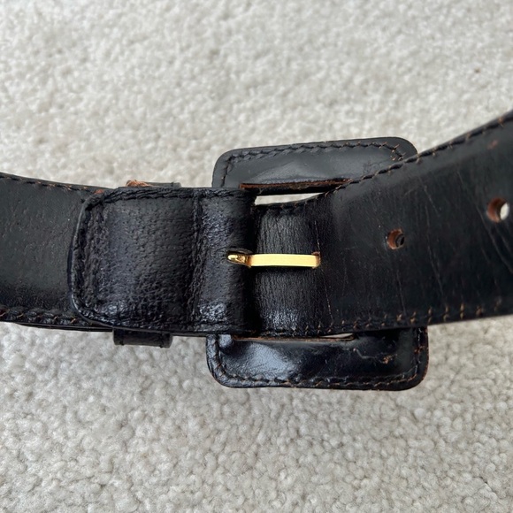 Maxmara Black Leather waist  Belt - Picture 7 of 12